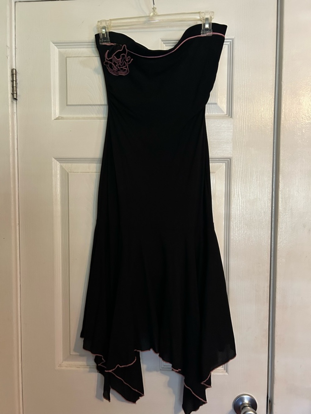 zinc Strapless Black Dress with Pink Trim Accents